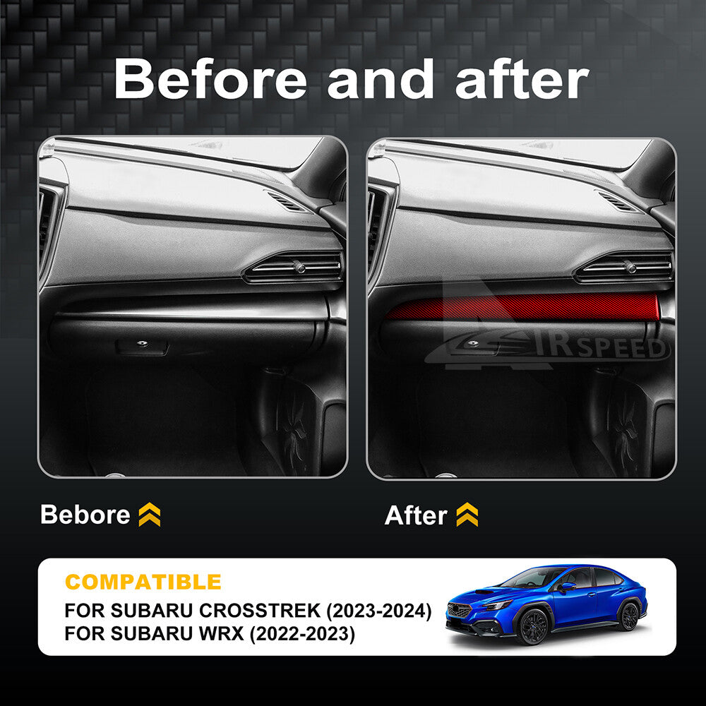 For Subaru WRX 23-24 Passenger Front Dashboard Cover REAL HARD Carbon Fiber RED - detail view 3