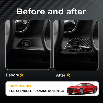 Start Stop Engine Button Frame Cover REAL HARD Carbon Fiber For Camaro 2016-2024 - detail view