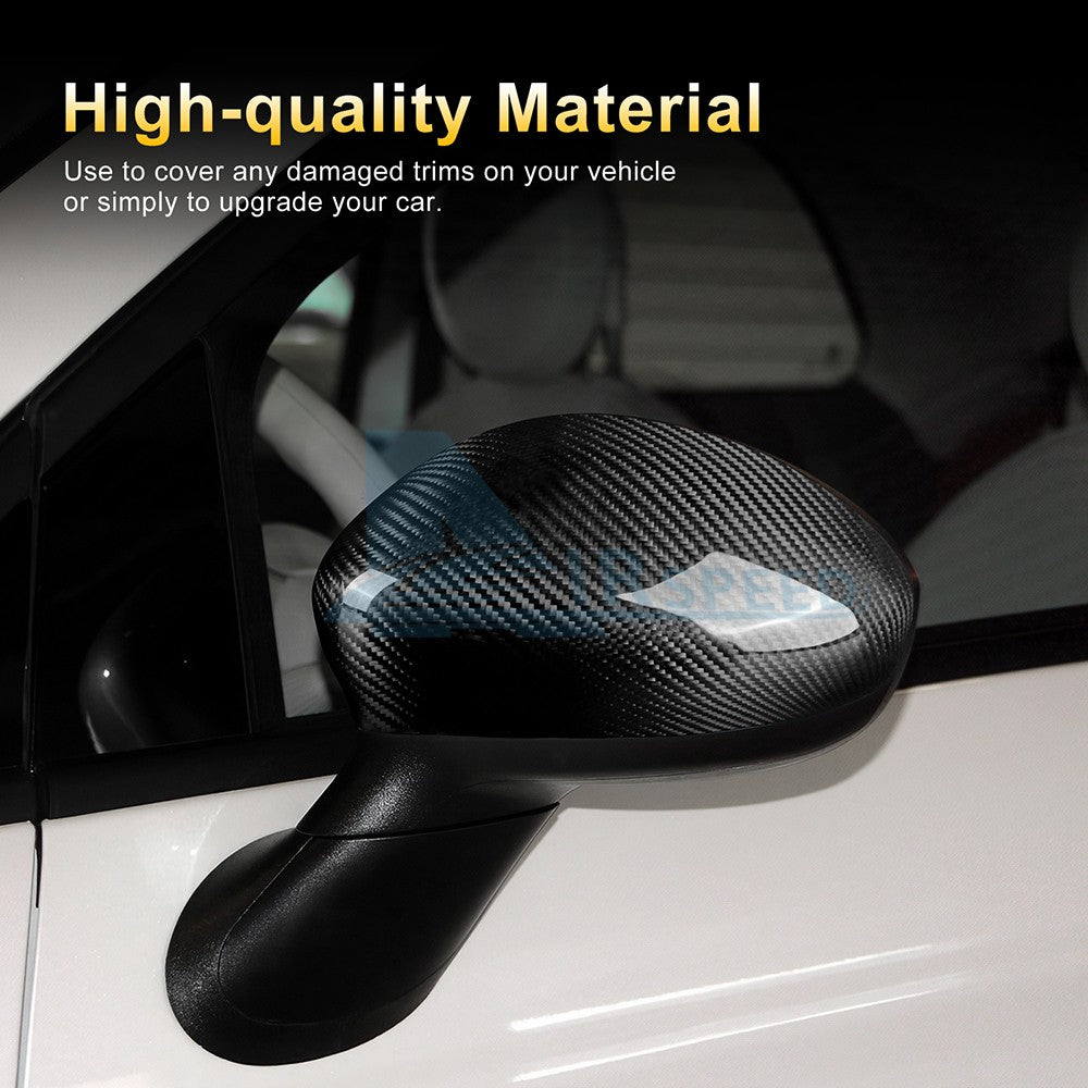For FIAT 500 2008-2023 Abarth 595 595C 12-23 Carbon Fiber Rear View Mirror Cover - detail view 5
