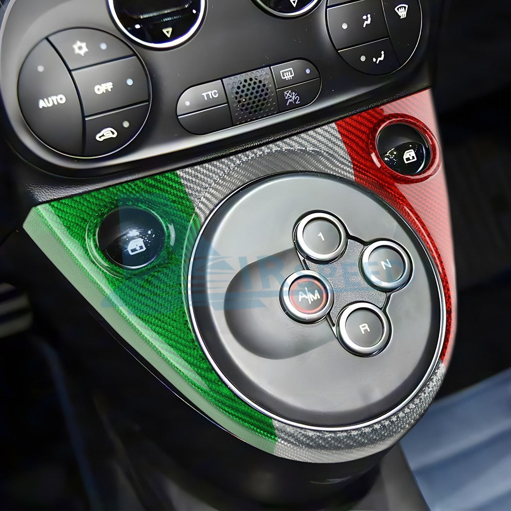 Carbon Fibre Gear Shift Frame Cover Italy Flag For Fiat 500 Barth 595 695 16-24 - detail view 7