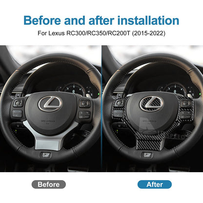 For Lexus RC300 350 200T 2015-2022 Car Steering Wheel Button Panel Sticker Black（U.S. Stock）