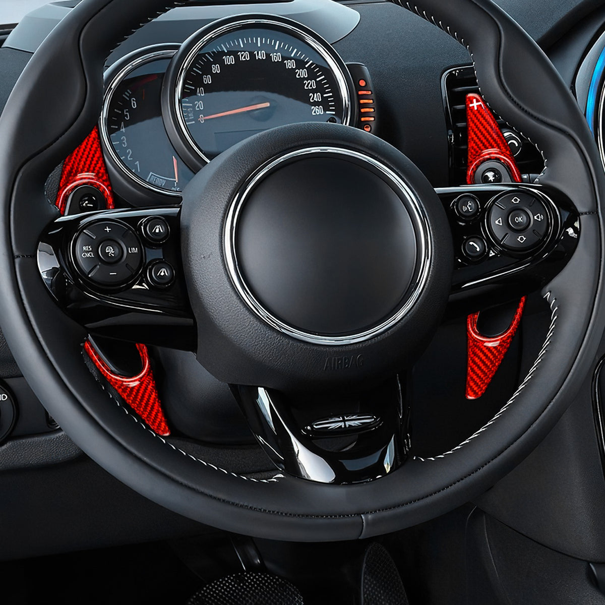 For Mini F55 F56 13-19 F54 F57 14-19 Red Steering Wheel Paddle Shifter Extension - detail view 5