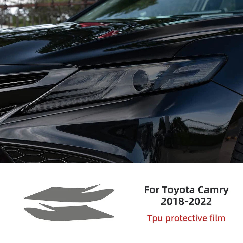 For 2018-2022 Camry XV70 Pre-Cut Smoke Black Headlamp Tint Wrap - FREE GIFT
