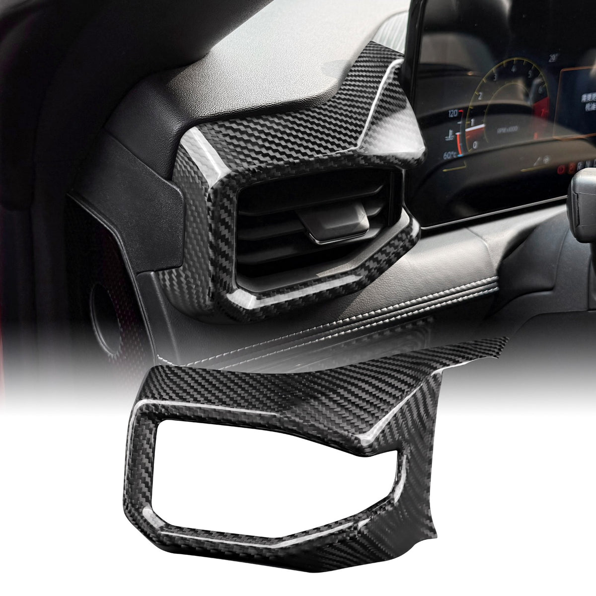HARD Carbon Fiber Car Driver's Air Ourlet Frame Cover for Ford Mustang 2024-2027 - product view