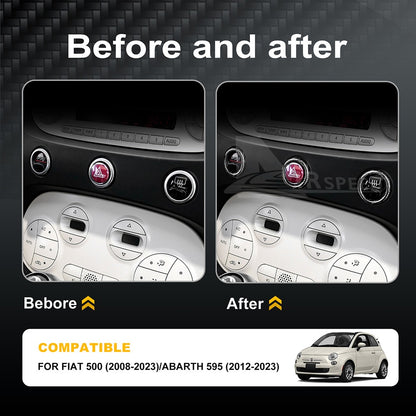 Carbon Fiber Warning Light Button Cover for FIAT 500 2008-2023 Abarth 595 12-23 - detail view 3
