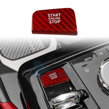 Center One-Click Start Sticker For BMW 5 Series G60 G70 2024-25 Red Carbon Fiber