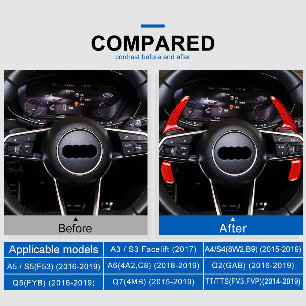 Hard Carbon Wheel Gear Shifter Extension For Audi A4L 2017-2019 - detail view