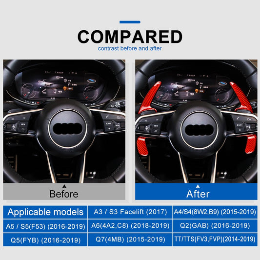 Hard Carbon Wheel Gear Shifter Extension For Audi A4L 2017-2019 - detail view