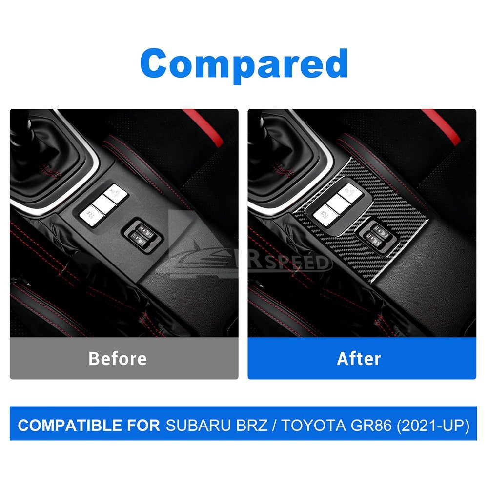 For Subaru BRZ Toyota GR86 21-26 Seat Heating Button Sticker Carbon Fiber Black（U.S. Stock）