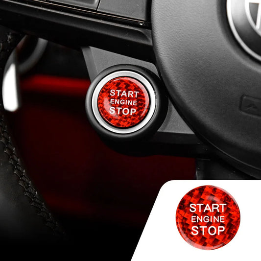 Red Carbon Fiber Engine Start Button Sticker for BMW X5, Z4, 3 Series G20, G05, G07, G14 & G29 - product view
