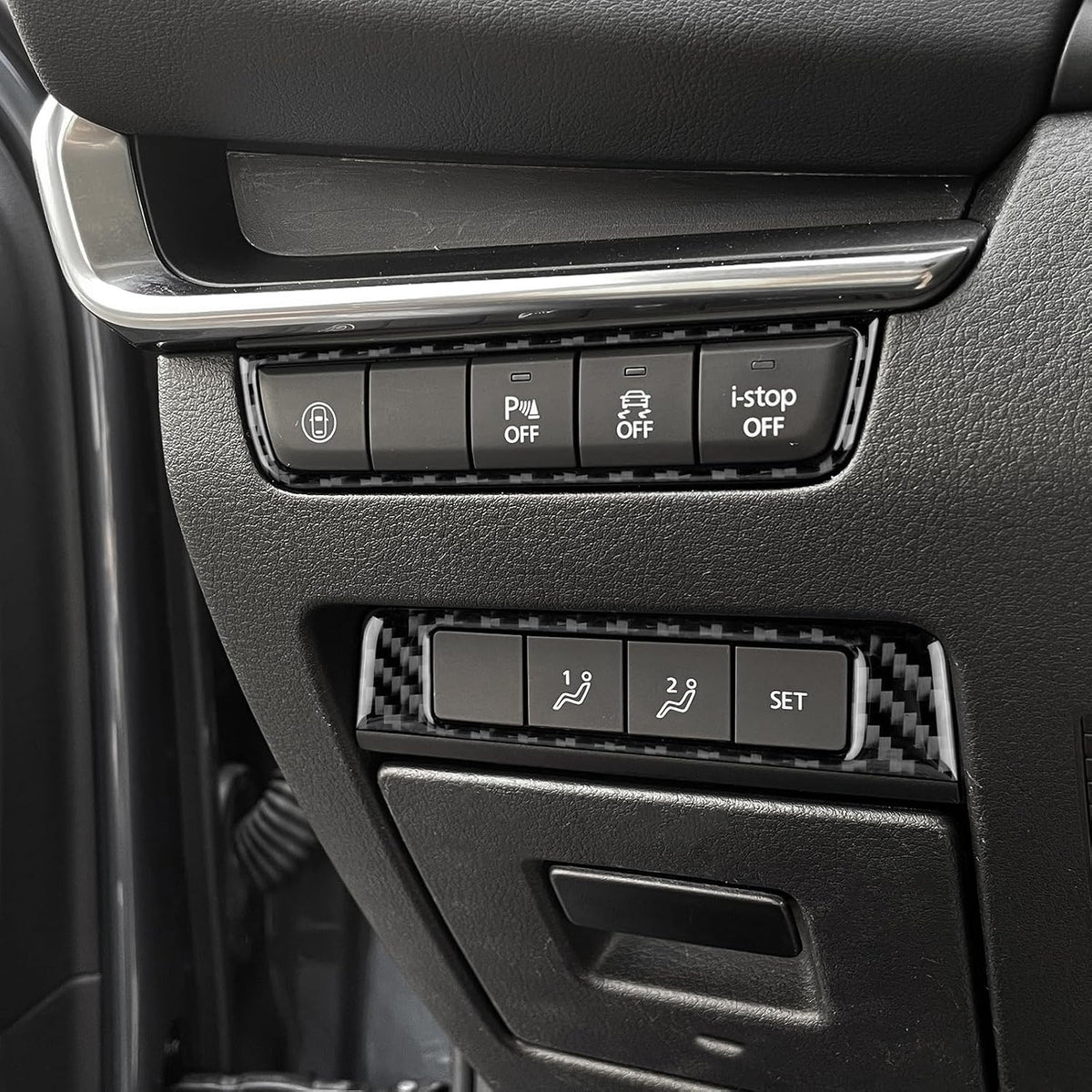 Seat Memory Button Frame Anti Slip Black Carbon For Mazda 3 Axela 2019-2025
