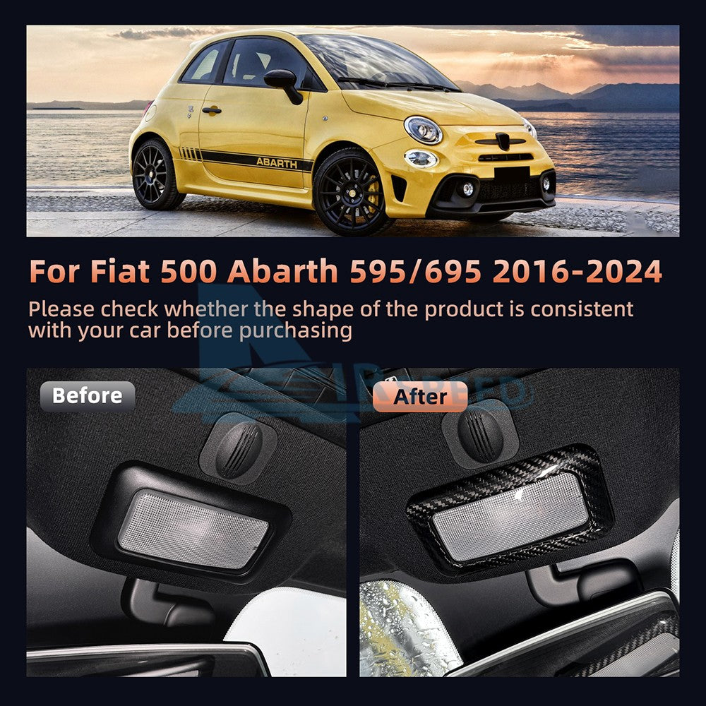 Carbon Fiber Reading Light Frame Cover Fit For Fiat 500 Abarth 595 695 2016-2024 - detail view 4