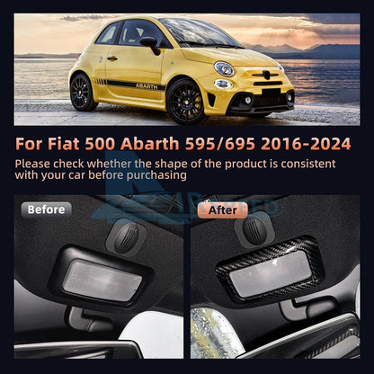 Carbon Fiber Reading Light Frame Cover Fit For Fiat 500 Abarth 595 695 2016-2024 - detail view 4