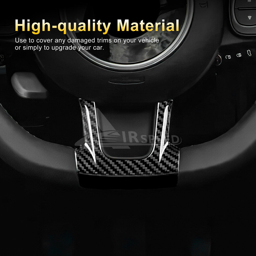 Real Hard Carbon Fiber Steering Wheel Center Panel Cover For Fiat 500 2020-2023 - detail view 4