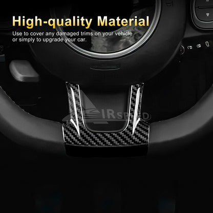 Real Hard Carbon Fiber Steering Wheel Center Panel Cover For Fiat 500 2020-2023 - detail view 4