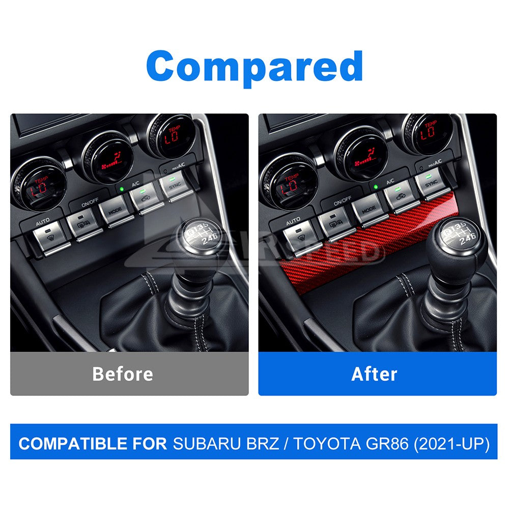 Air Conditioner Button Lower Cover Red Hard Carbon Fiber for BRZ GR86 2021-2025 - detail view 3