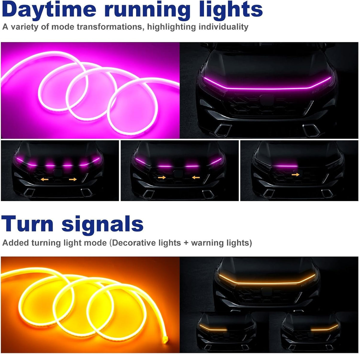 For 1.5M Pink&Yellow Two Tone Engine Hood Decor Light - FREE GIFT