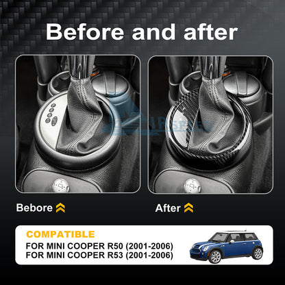 For Mini Cooper R50 R53 01-06 Real Carbon Fiber Center Console Gear Shift Panel - detail view 4