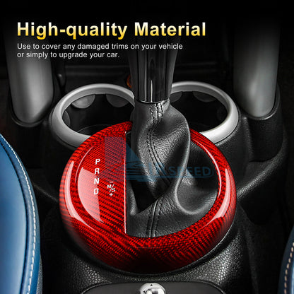 Red Center Console Gear Shift Panel Real Carbon Fiber For Mini Cooper R50 R53 - detail view