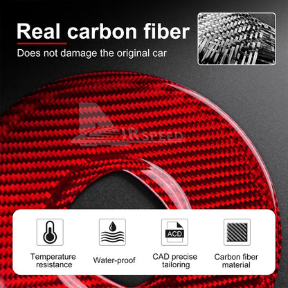 Steering Wheel Panel Cover For Fiat 500 2008-2023 RED REAL HARD Carbon Fiber - detail view 7