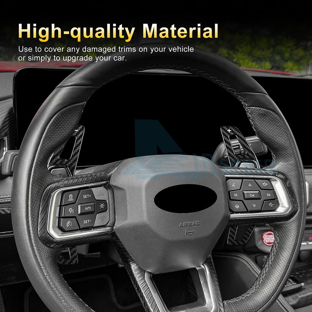 For Ford Mustang 2024-2026 Steering Wheel Paddle Shifter Extension Carbon Fiber - detail view 4