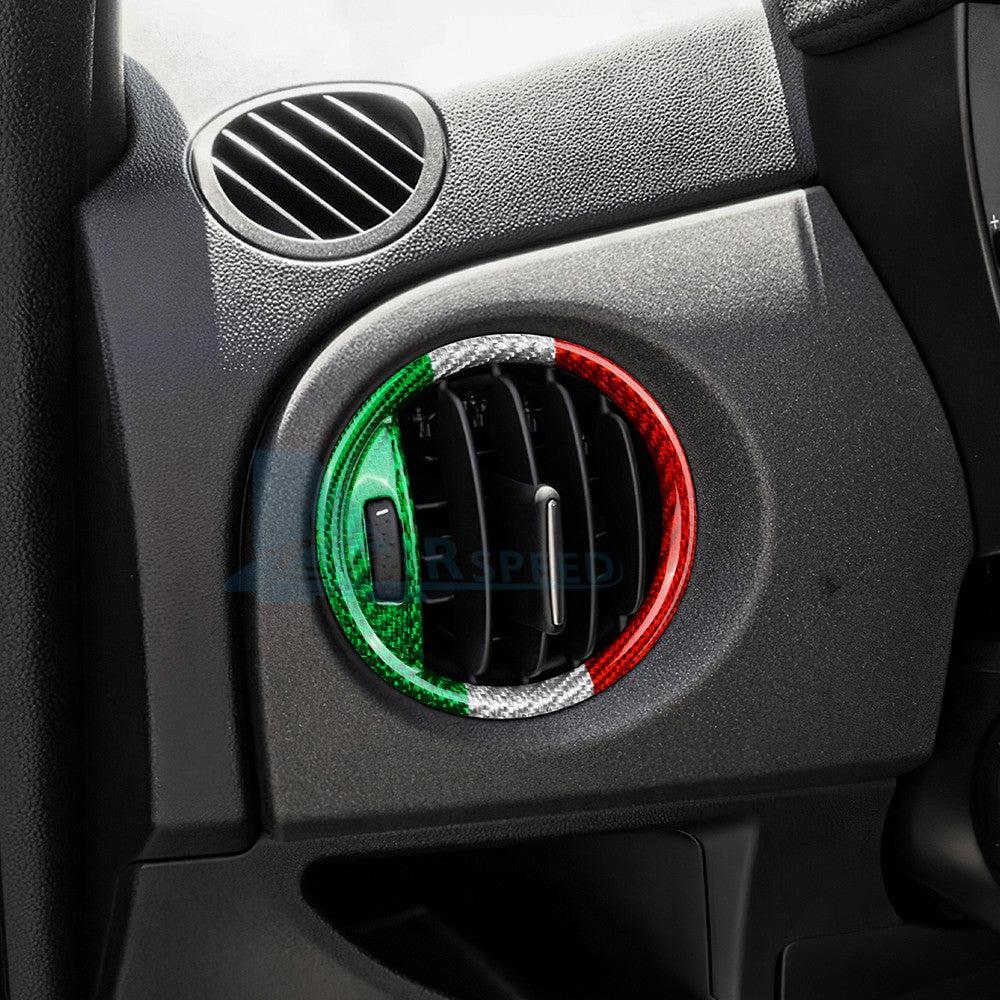 Center Side Air Outlet Sticker For Fiat 500 Abarth 595 695 2016-24 Carbon Fiber - detail view 8