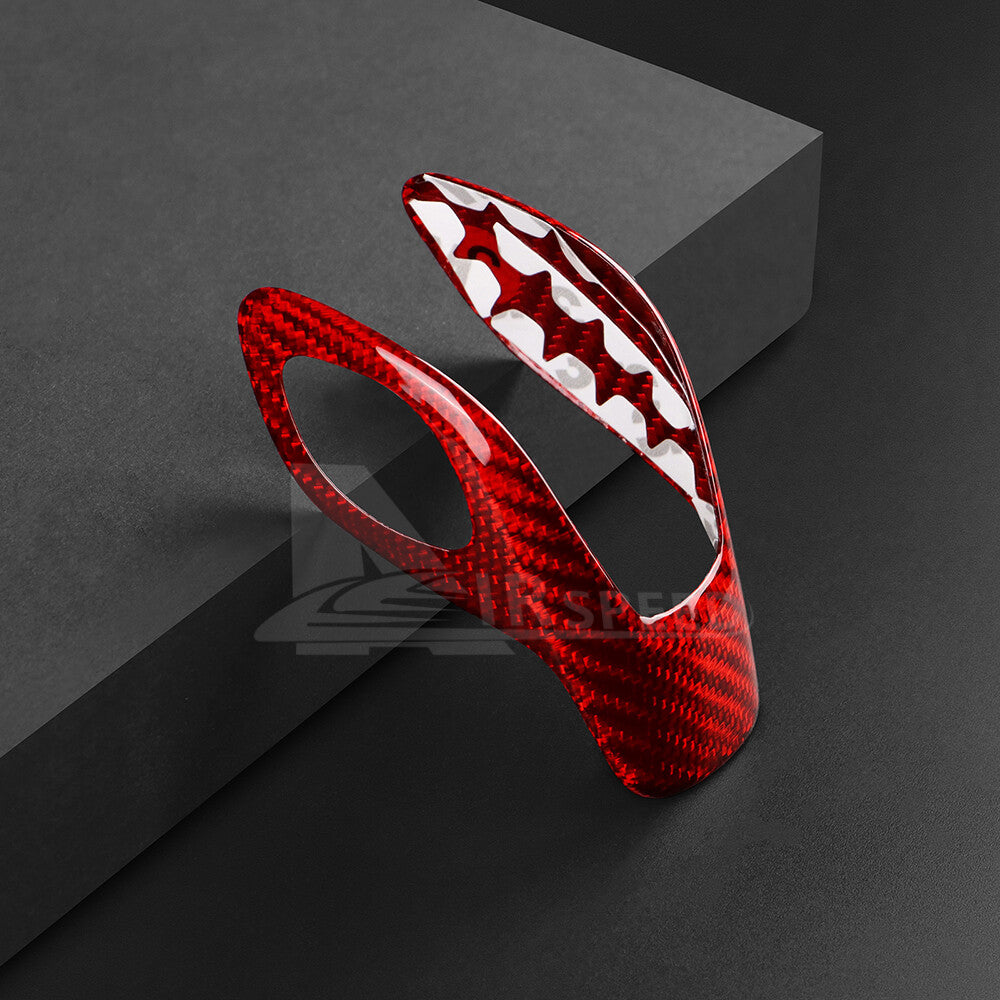 For Ford Focus 2012-2018 Red Real Hard Carbon Fiber Inner Gear Shift Knob Cover - detail view 7