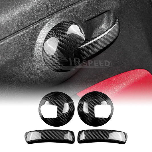 Black Carbon Fiber Door Handle Cover for FIAT 500 2008-2023 Abarth 595 2012-2023 - product view