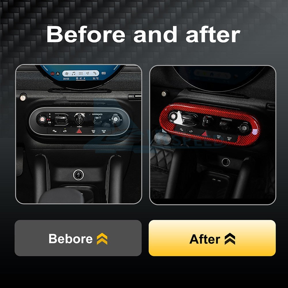 Carbon Fiber Center Shift Button Frame Sticker for MINI U25, J01, J05, F65 & F67 (2024-2026) - detail view 4