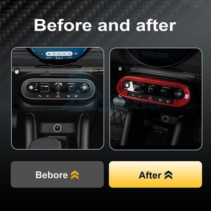 Carbon Fiber Center Shift Button Frame Sticker for MINI U25, J01, J05, F65 & F67 (2024-2026) - detail view 4