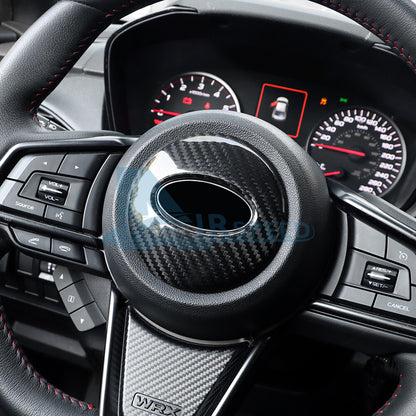 Steering Wheel Center Logo Cover REAL HARD Carbon Fiber For Subaru WRX 2022-2023 - detail view 4