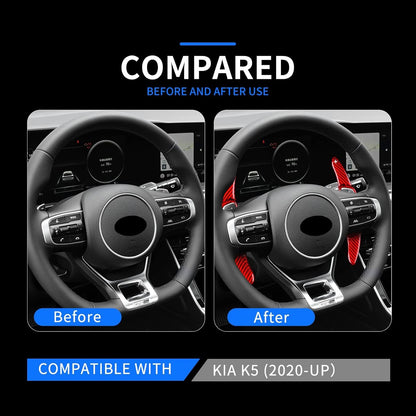 For Kia K5 2020-25 Real Carbon Fiber Red Steering Wheel Paddle Shifter Extension - detail view 3