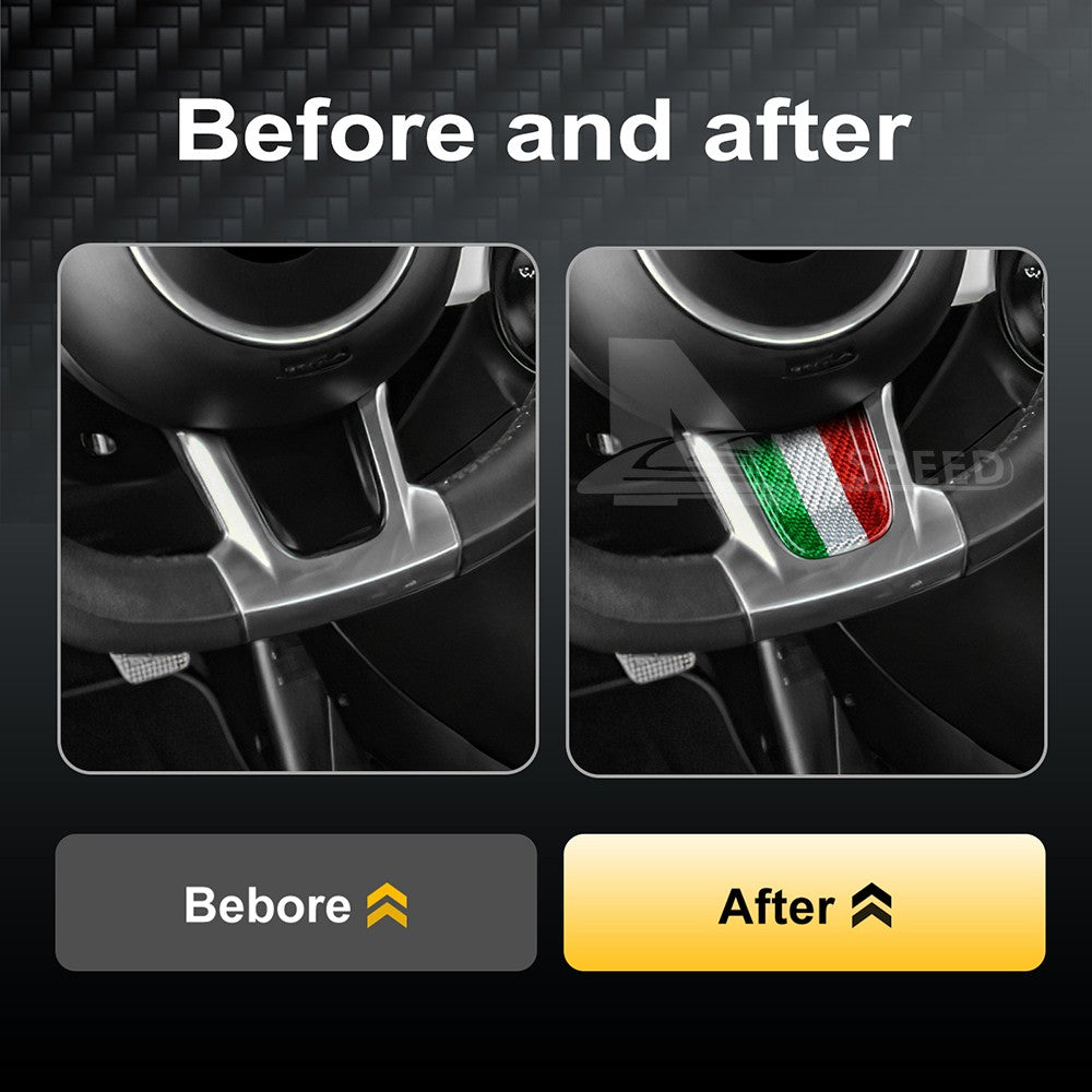 Steering Wheel Interior Chin Sticker Italy Flag For FIAT 500 Abarth 595 20-23 - detail view 5