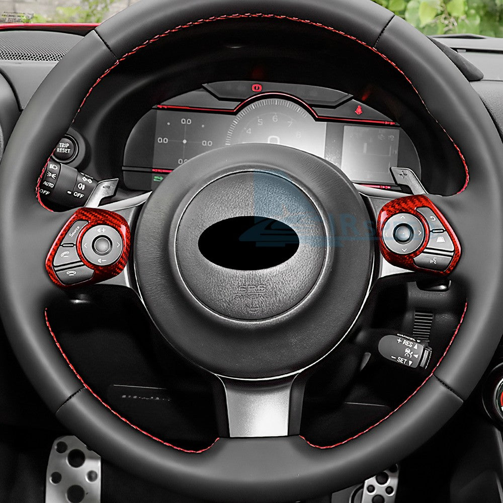 Steering Wheel Button Frame Cover Red Hard Carbon Fiber for BRZ Toyota 86 17-25 - detail view 7