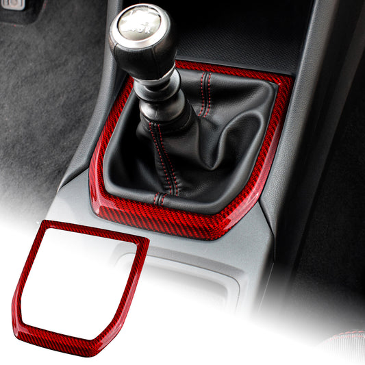 REAL HARD RED Carbon Fiber Gear Shift Panel Cover For Subaru WRX 2022-2023 - product view