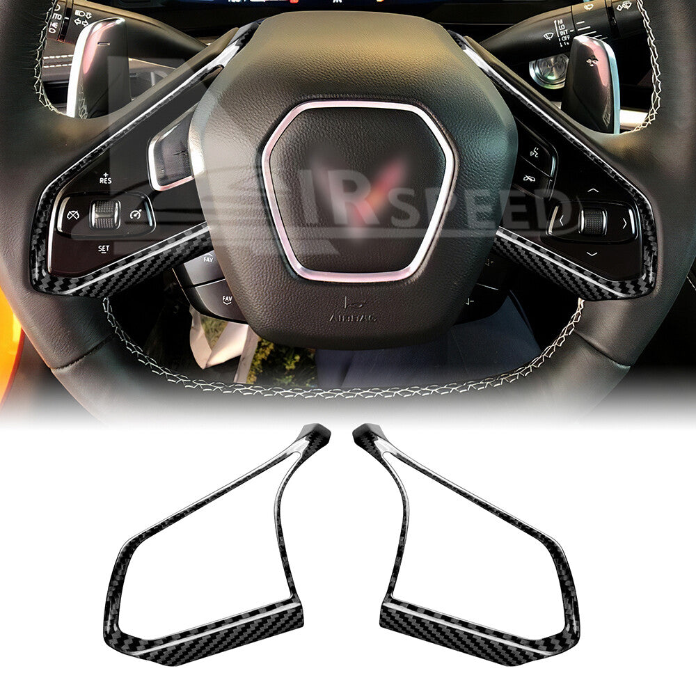 REAL HARD Carbon Fiber For Corvette C8 20-23 Steering Wheel Outer Frame BLACK
