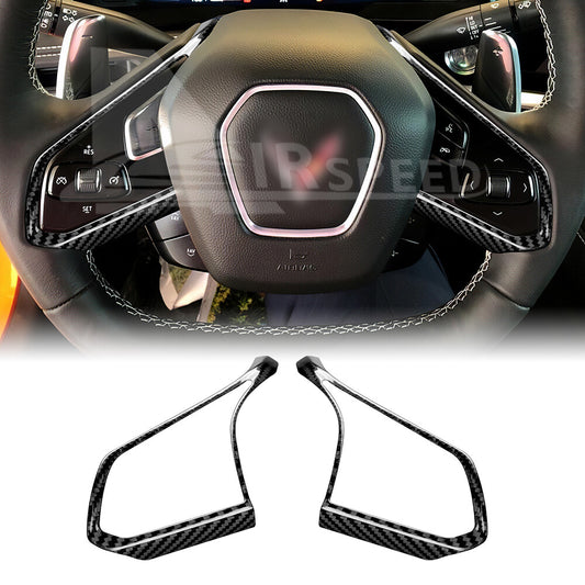 REAL HARD Carbon Fiber For Corvette C8 20-23 Steering Wheel Outer Frame BLACK