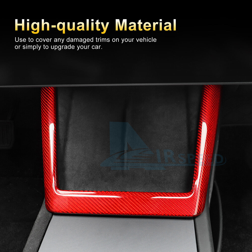 REAL HARD Carbon Fiber For Tesla Model 3 2024 RED Wireless Charging Frame Cover - detail view 4