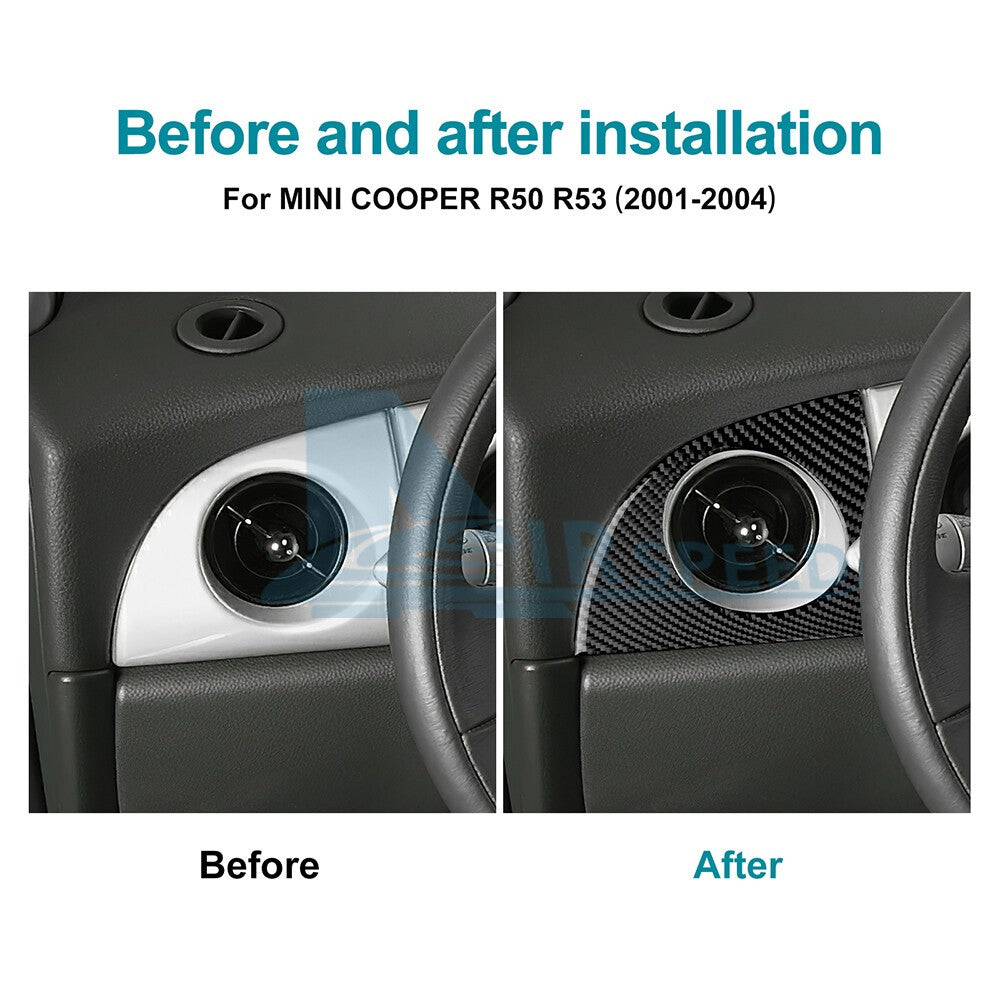 Car Center Side Air Outlet Sticker Black Carbon Fiber For Mini R50 R53 2001-2004（U.S. Stock）