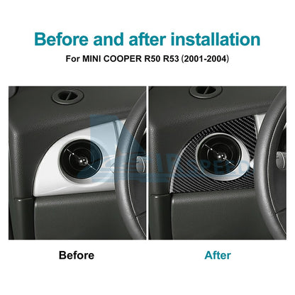 Car Center Side Air Outlet Sticker Black Carbon Fiber For Mini R50 R53 2001-2004（U.S. Stock）