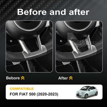 Real Hard Carbon Fiber Steering Wheel Chin Cover Sticker For Fiat 500 2020-2023 - detail view 3