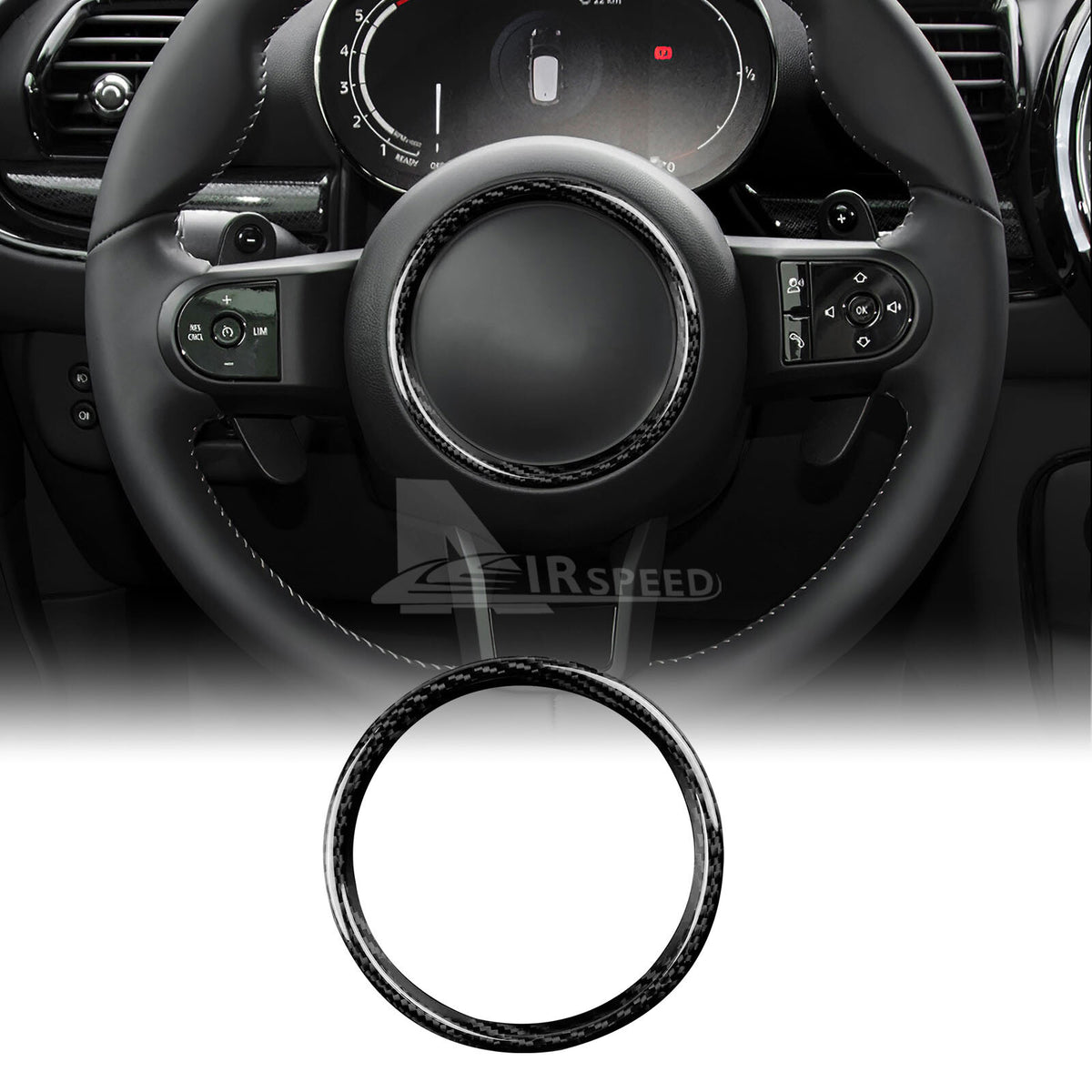 For Mini Cooper F-Series Steering Wheel Hub Center Ring Black Hard Carbon Fiber - product view