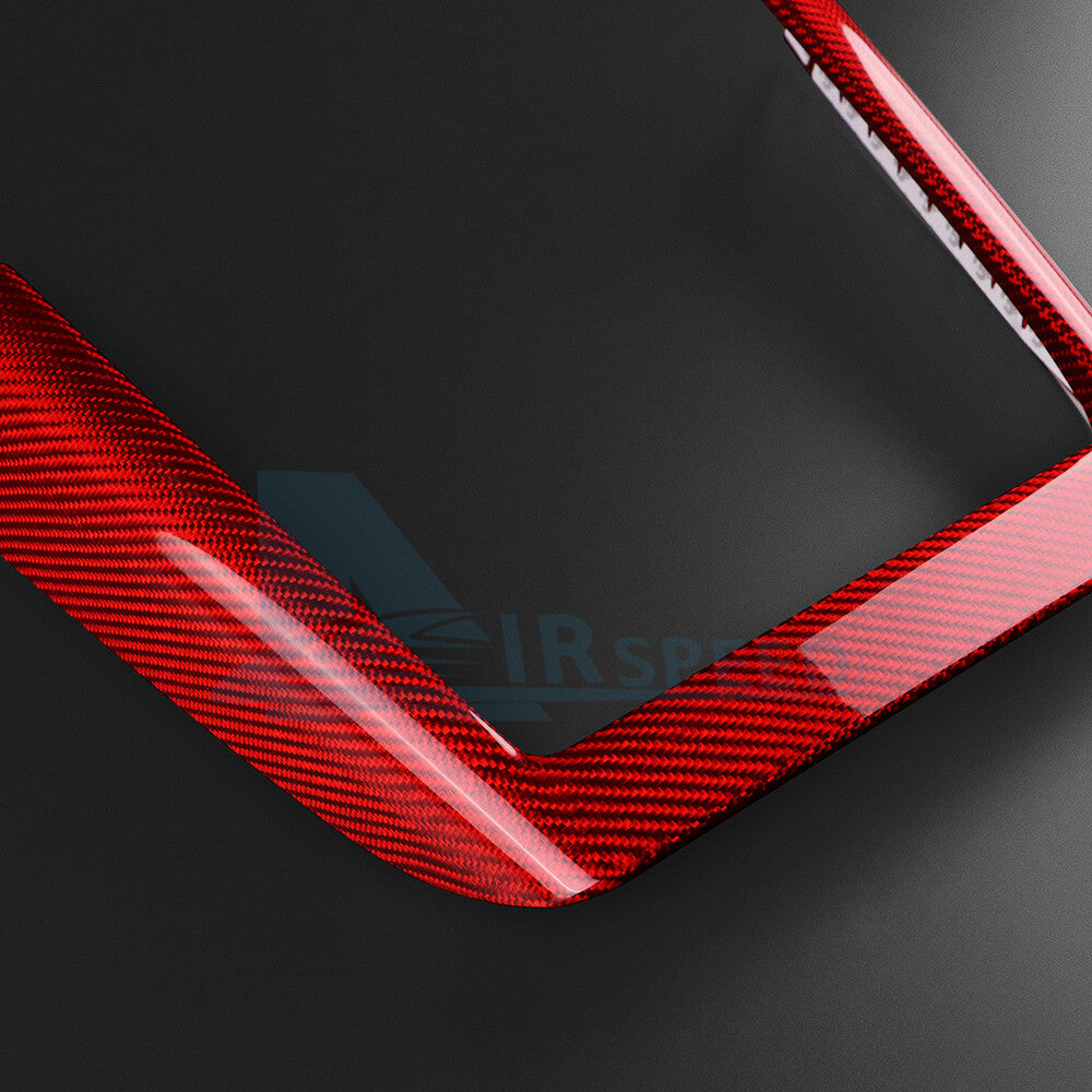 REAL HARD Carbon Fiber For Tesla Model 3 2024 RED Wireless Charging Frame Cover - detail view 7