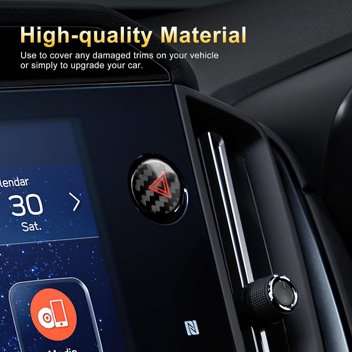 Black Hard Carbon Hazard Warning Button Trim For Subaru WRX 2022-2023 - detail view 6