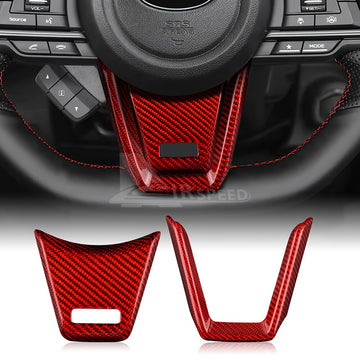 REAL HARD Carbon Fiber RED Center Steering Wheel Cover For Subaru WRX 2022-2023