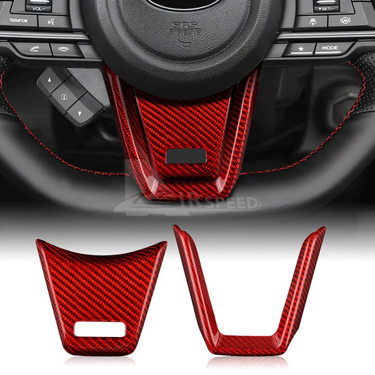REAL HARD Carbon Fiber RED Center Steering Wheel Cover For Subaru WRX 2022-2023 - product view