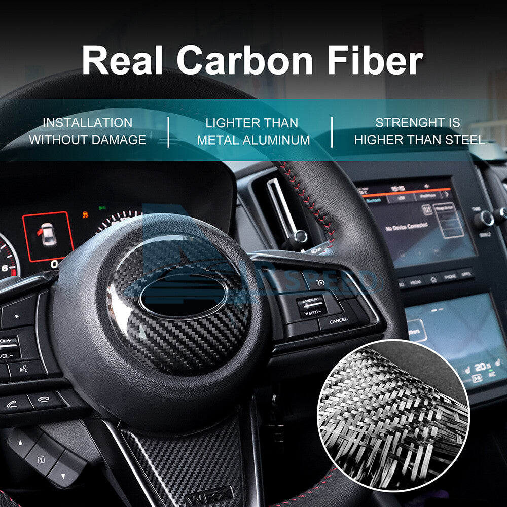 Steering Wheel Center Logo Cover REAL HARD Carbon Fiber For Subaru WRX 2022-2023 - detail view 5