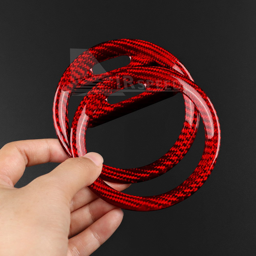 Red Carbon Fiber Center Side Air Outlet Frame Cover for Abarth 595 595C 2012-15 - detail view 8