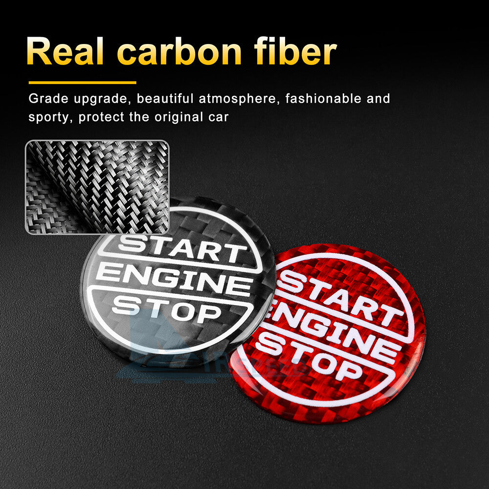 Real Hard Carbon Fiber Keyless Engine Push Start Button Cover Ford Mustang 24-25 - detail view 4