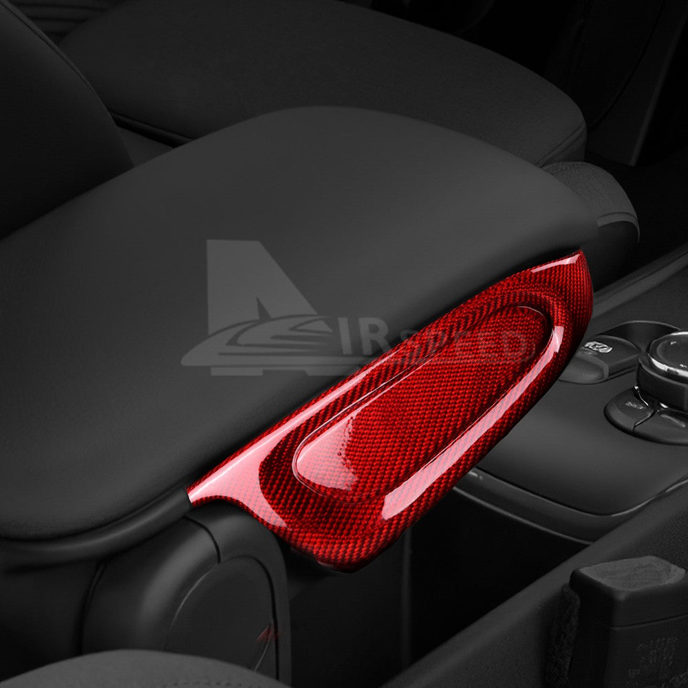 For MINI F60 2017-2022 Car Center Armrest Box Side Cover Trim Red Carbon Fiber - detail view 6
